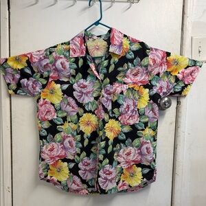 Unisex Floral Short Sleeve Button-Up Shirt